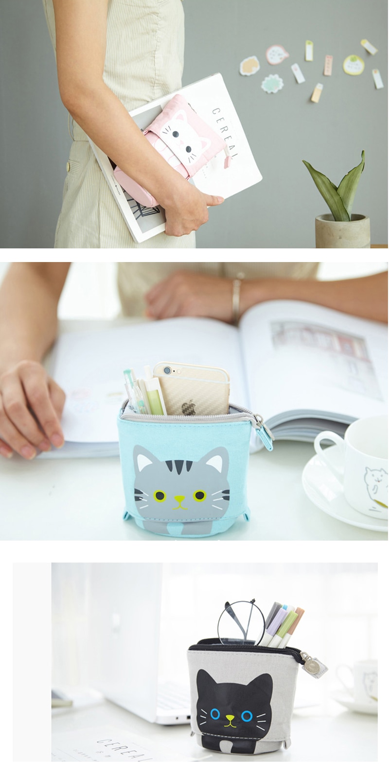 Cute Pencil Case Zipper Kawaii Cat Pencil Box Boys Girls School Supplies Student Stationery Gift for Kids Trousse Scolaire Stylo
