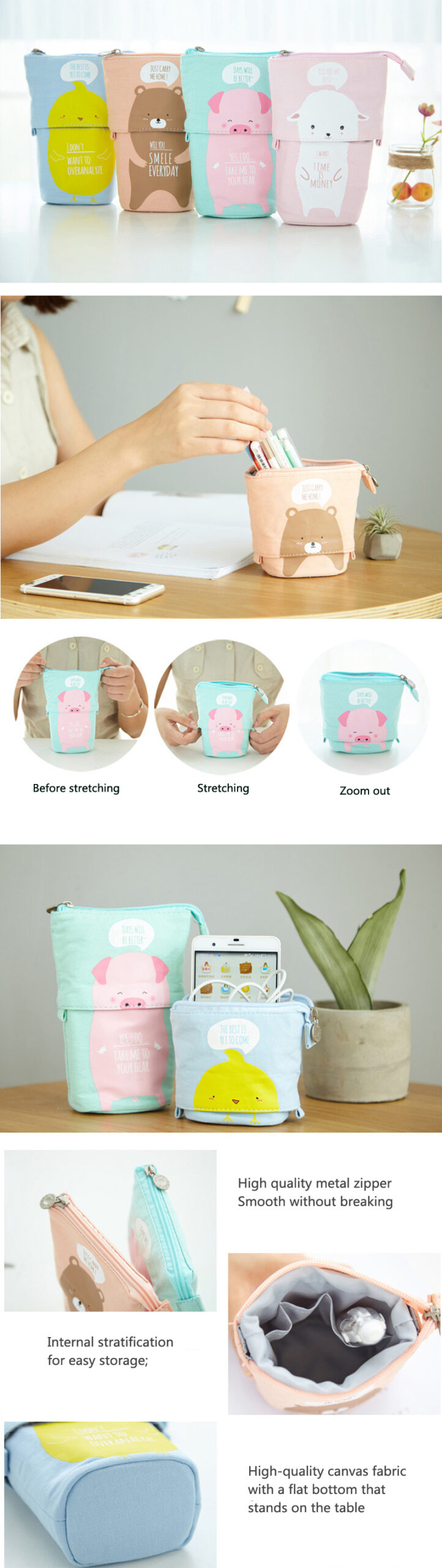 Cute Pencil Case Zipper Kawaii Cat Pencil Box Boys Girls School Supplies Student Stationery Gift for Kids Trousse Scolaire Stylo