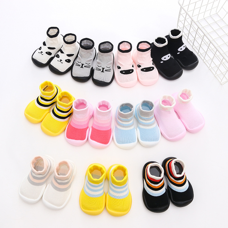Unisex Baby Shoes First Shoes Baby Walkers Toddler First Walker Baby Girl Kids Soft Rubber Sole Baby Shoe Knit Booties Anti-slip