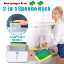 2-in-1 Sponge Rack Soap Dispenser Soap Press Sponge Caddy Bathroom Kitchen Organizer Household Cleaning Accessories Tools #25 2-in-1 Sponge Rack Soap Dispenser Soap Press Sponge Caddy Bathroom Kitchen Organizer Household Cleaning Accessories Tools #25