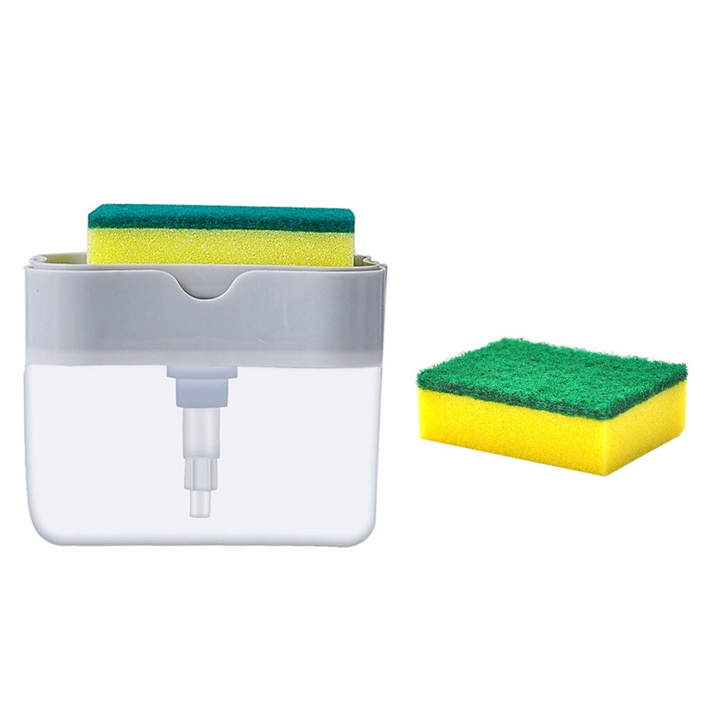 2-in-1 Sponge Rack Soap Dispenser Soap Press Sponge Caddy Bathroom Kitchen Organizer Household Cleaning Accessories Tools #25