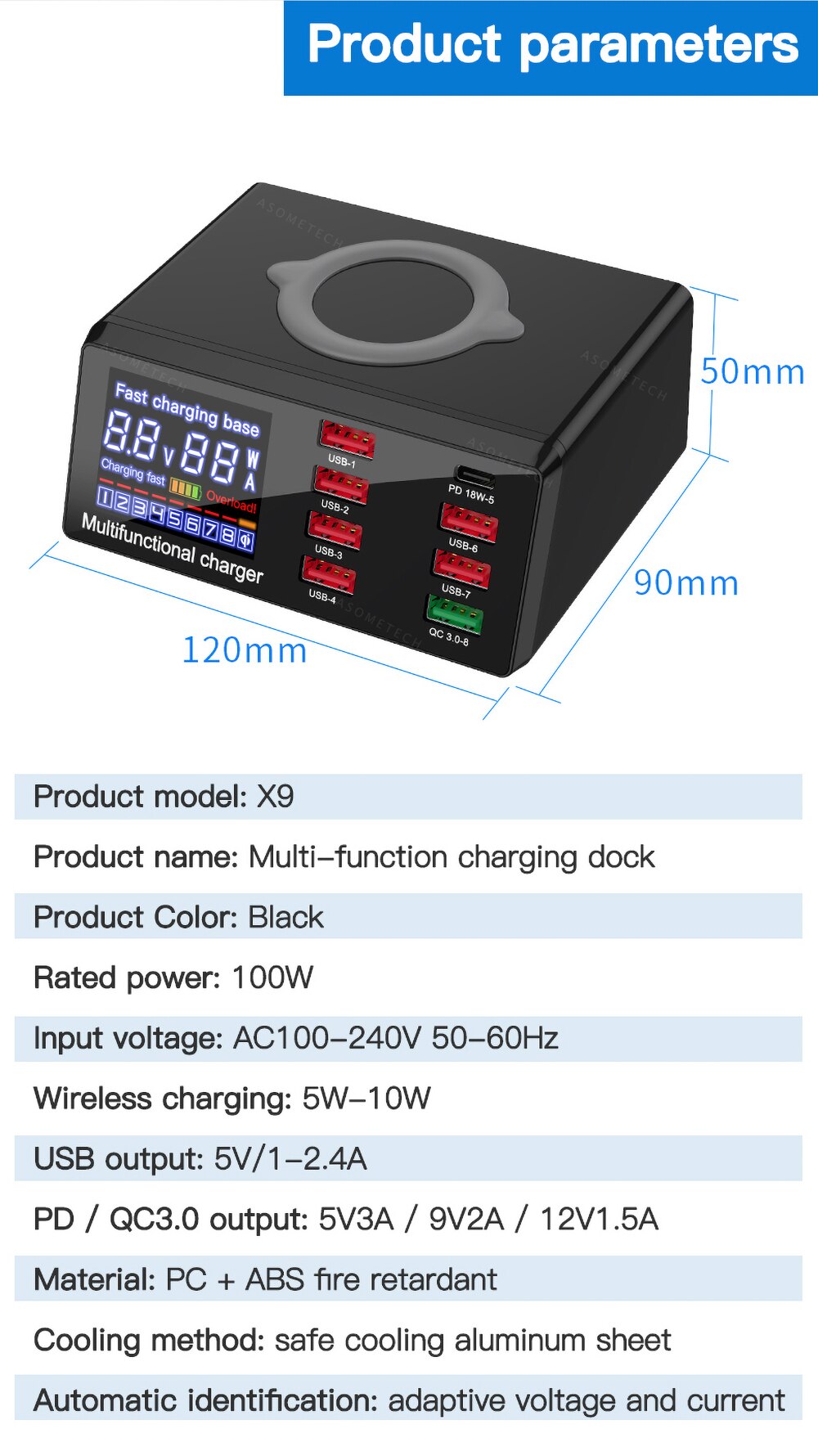 100W 8 Ports USB Charger Quick Charge 3.0 Adapter HUB Wireless Charger Charging Station PD Fast Charger For iPhone 11 Samsung 100W 8 Ports USB Charger Quick Charge 3.0 Adapter HUB Wireless Charger Charging Station PD Fast Charger For iPhone 11 Samsung