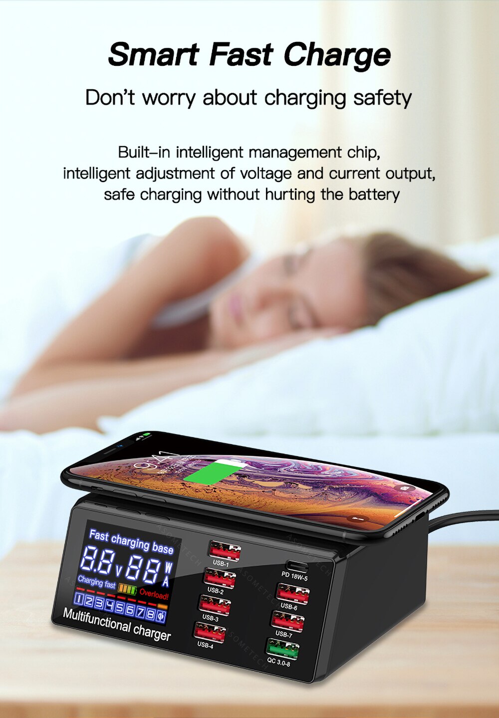 100W 8 Ports USB Charger Quick Charge 3.0 Adapter HUB Wireless Charger Charging Station PD Fast Charger For iPhone 11 Samsung 100W 8 Ports USB Charger Quick Charge 3.0 Adapter HUB Wireless Charger Charging Station PD Fast Charger For iPhone 11 Samsung