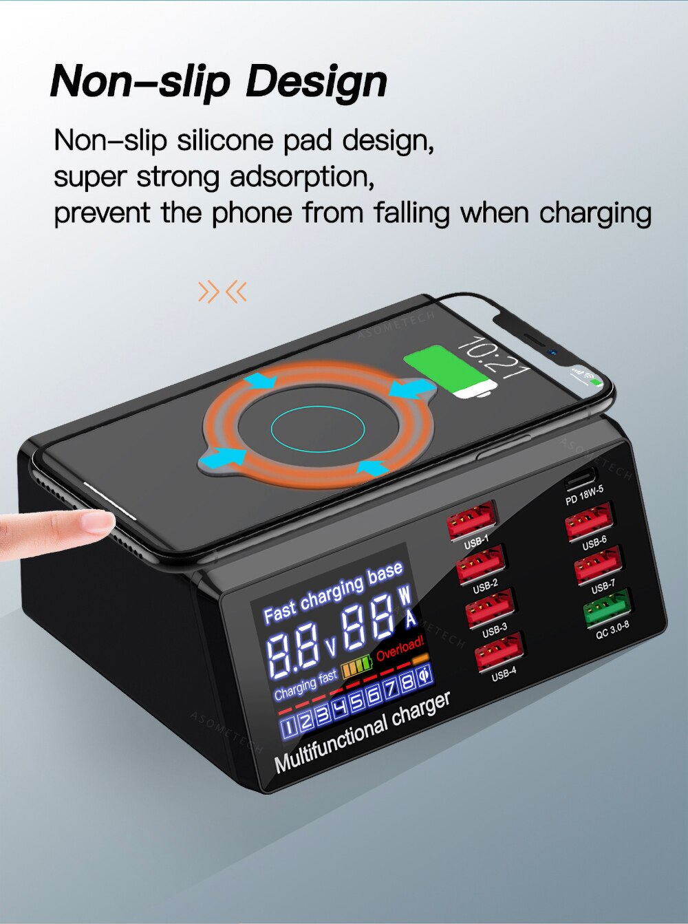 100W 8 Ports USB Charger Quick Charge 3.0 Adapter HUB Wireless Charger Charging Station PD Fast Charger For iPhone 11 Samsung 100W 8 Ports USB Charger Quick Charge 3.0 Adapter HUB Wireless Charger Charging Station PD Fast Charger For iPhone 11 Samsung