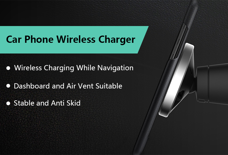 Bonola Car Wireless Charger For iPhone11/11Pro/XsMax/Xr/8plus Qi Magnetic Fast Wireless Car Charger For SamsungS10/S9/Mi Note10