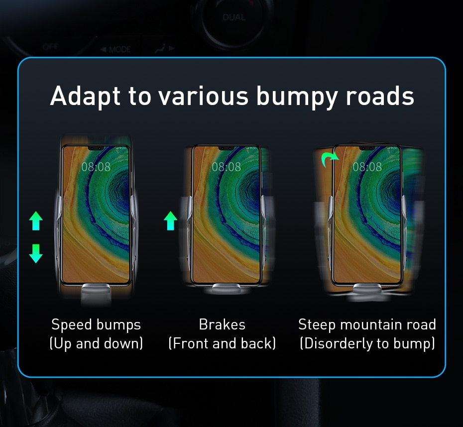 Baseus 15W Qi Wireless Car Charger For iPhone 11 Fast Car Wireless Charging Holder For Samsung S20 Xiaomi Mi 9 Induction Charger