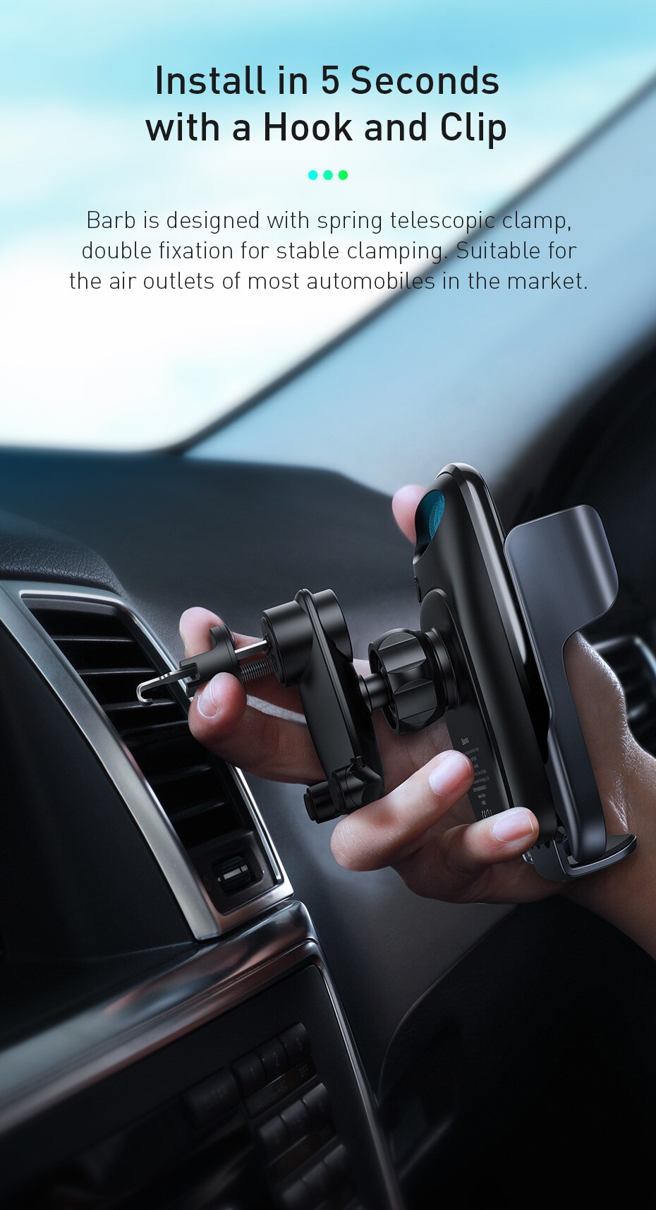 Baseus 15W Qi Wireless Car Charger For iPhone 11 Fast Car Wireless Charging Holder For Samsung S20 Xiaomi Mi 9 Induction Charger