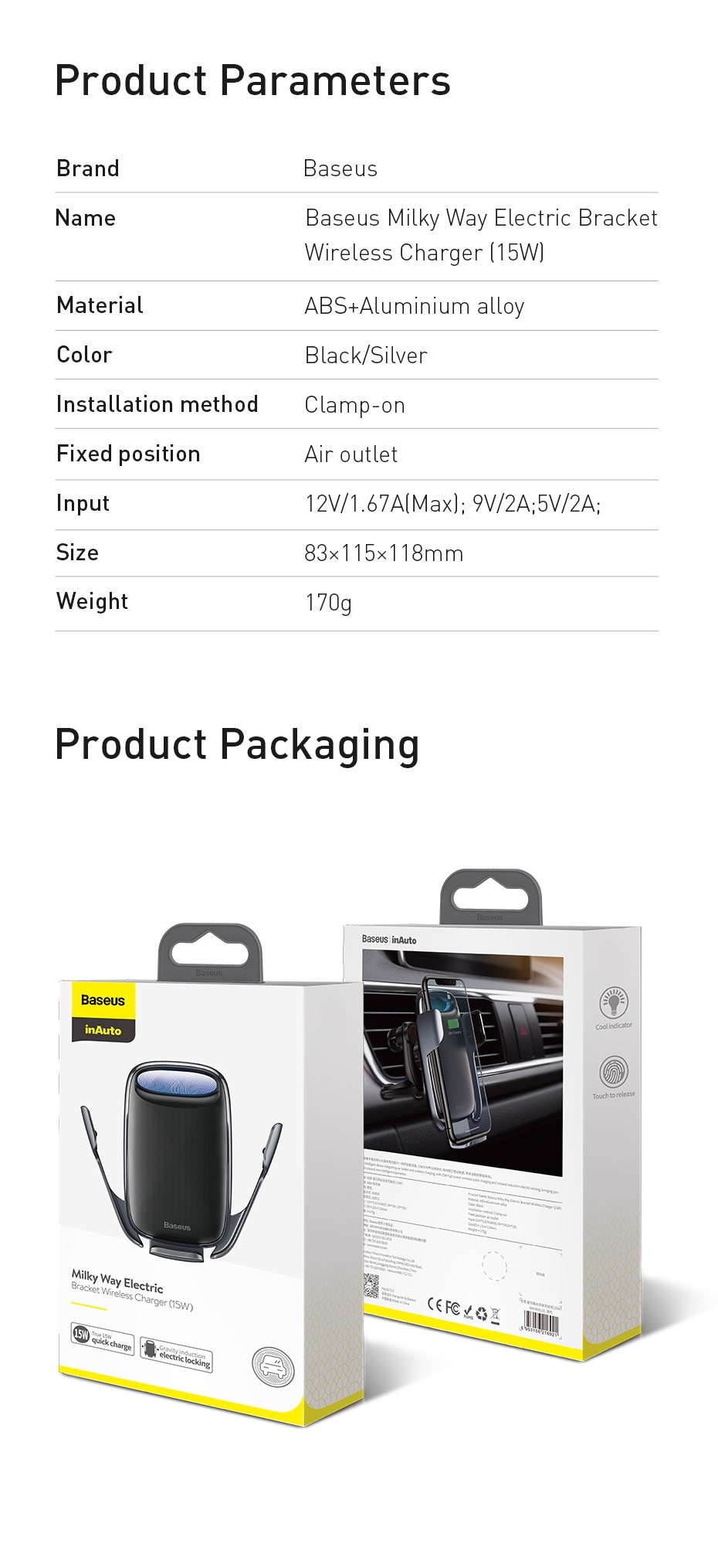 Baseus 15W Qi Wireless Car Charger For iPhone 11 Fast Car Wireless Charging Holder For Samsung S20 Xiaomi Mi 9 Induction Charger