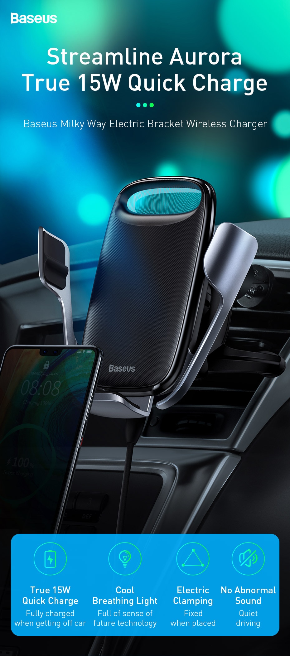 Baseus 15W Qi Wireless Car Charger For iPhone 11 Fast Car Wireless Charging Holder For Samsung S20 Xiaomi Mi 9 Induction Charger