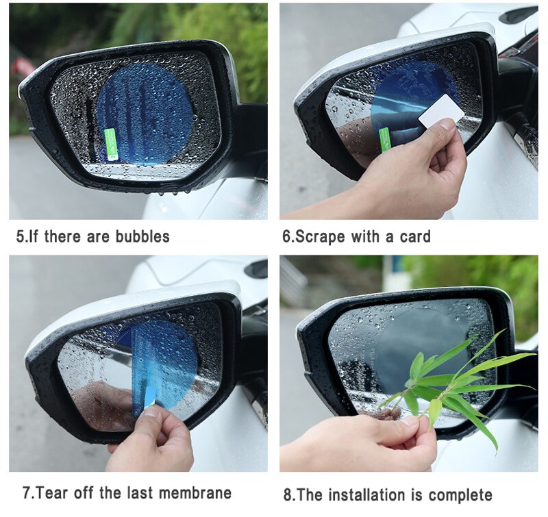 Car Rain Film Rearview Mirror Protective Film Anti Fog Membrane Anti-glare Waterproof Rainproof Car Mirror Window Clear Safer