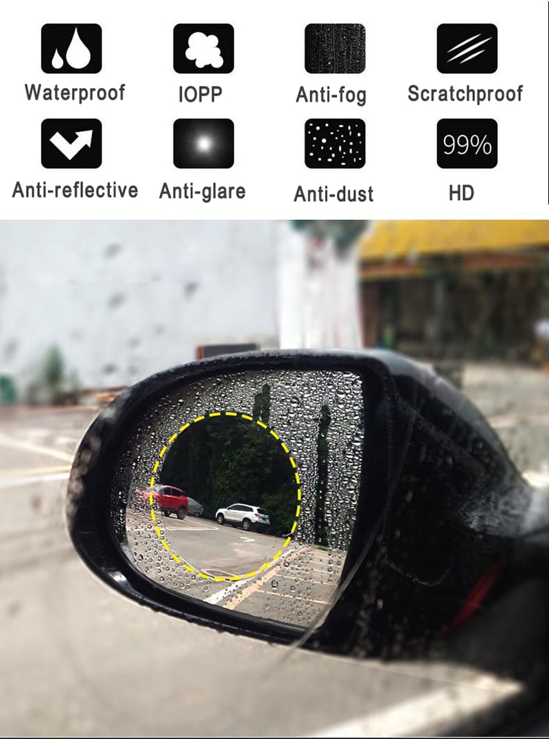 Car Rain Film Rearview Mirror Protective Film Anti Fog Membrane Anti-glare Waterproof Rainproof Car Mirror Window Clear Safer