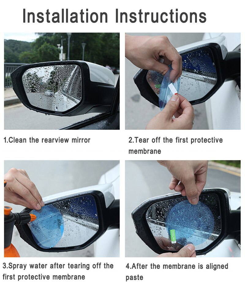 Car Rain Film Rearview Mirror Protective Film Anti Fog Membrane Anti-glare Waterproof Rainproof Car Mirror Window Clear Safer
