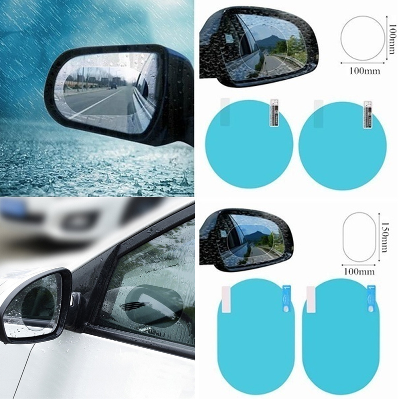 2Pcs/set Rainproof Car Accessories Car Mirror Window Clear Film Membrane Anti Fog Anti-glare Waterproof Sticker Driving Safety