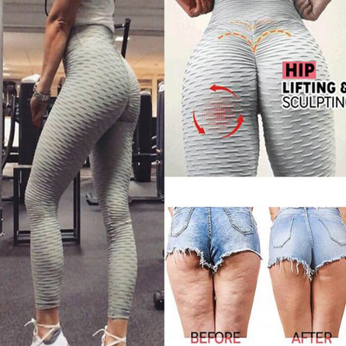 Women High Waist Yoga Pants Tummy Control Butt Lifting Stretchy Leggings Textured Booty Tights  ZJ55