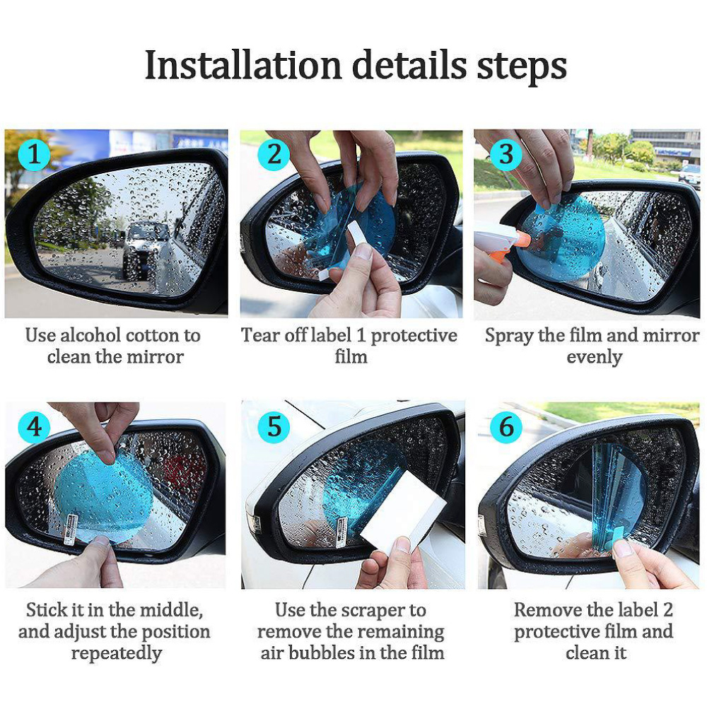 Car Rearview Mirror Protective Film Anti Fog Rain Window Clear Rainproof Rear View Mirror Protective Soft Film Auto Accessories