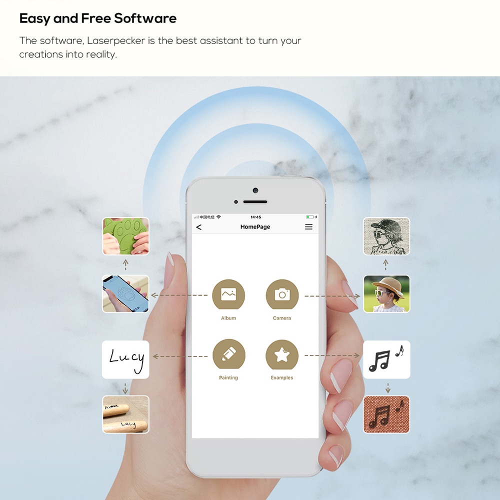 KKMOON Portable Mini Lightweight CNC Laser Engraving Machine Wood Router Handheld DIY Laser Engraver for Marking Lettering