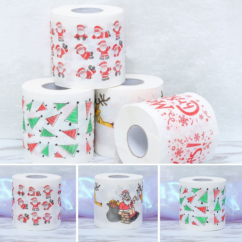Christmas Toilet Roll Paper Home Santa Claus Bath Toilet Roll Paper Christmas Supplies Xmas Decor Tissue Roll 10*10cm Kitchen