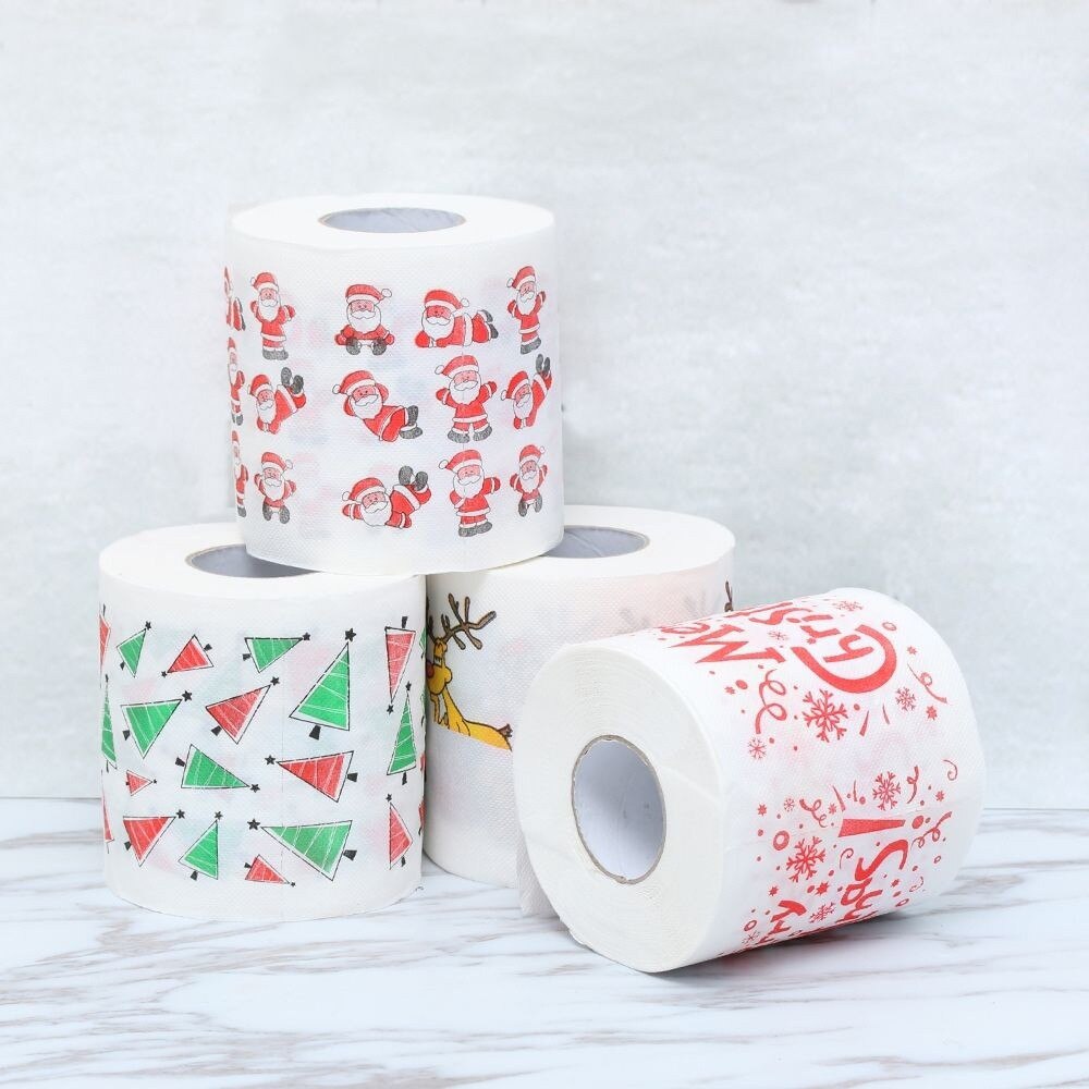 Christmas Toilet Roll Paper Home Santa Claus Bath Toilet Roll Paper Christmas Supplies Xmas Decor Tissue Roll 10*10cm Kitchen