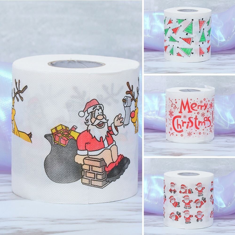Christmas Toilet Roll Paper Home Santa Claus Bath Toilet Roll Paper Christmas Supplies Xmas Decor Tissue Roll 10*10cm Kitchen
