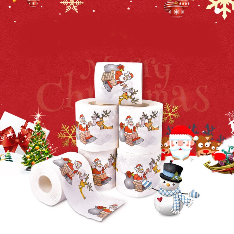 NEW Christmas Pattern Series Roll Paper Christmas Decorations Prints cute Toilet Paper Christmas Decorations For Home HOT