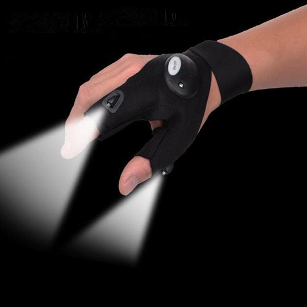 40#Night Waterproof Fishing Glove with High bright LED Light Rescue Tools Outdoor Gear breathable Practical durable