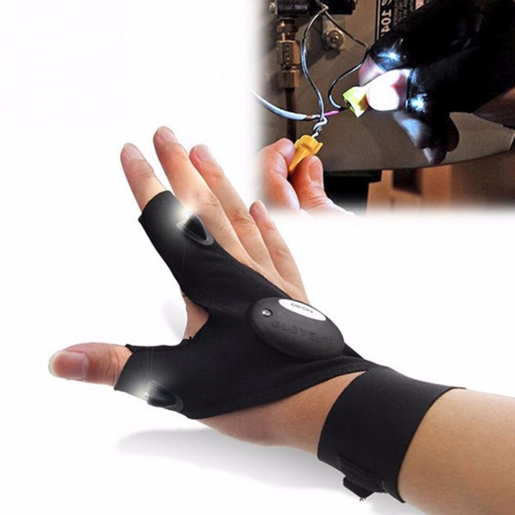 40#Night Waterproof Fishing Glove with High bright LED Light Rescue Tools Outdoor Gear breathable Practical durable