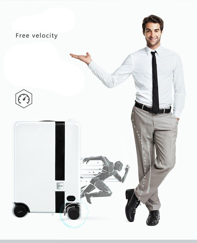 Ride-On and Self-Follow Smart Luggage with Obstacle Avoidance Multi-function electric Riding Trolley Intelligent Carry on Robot