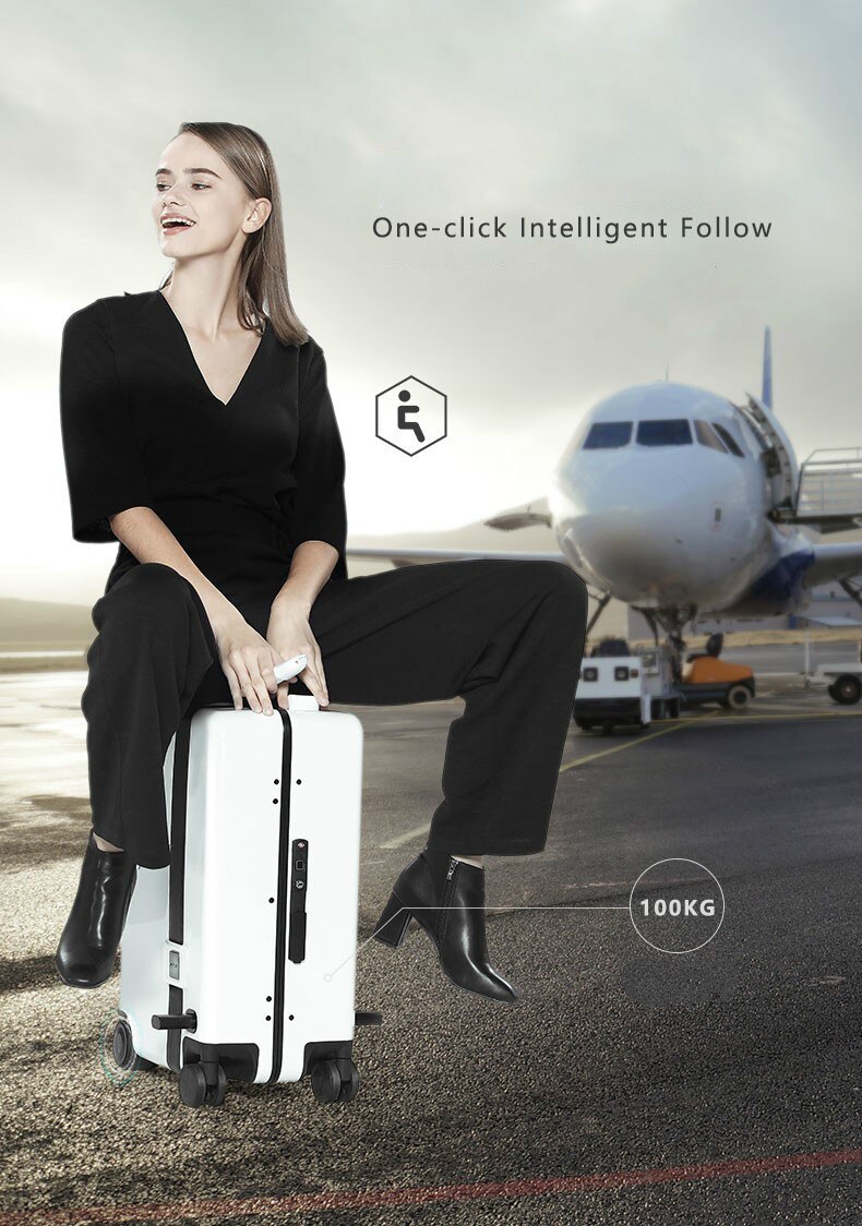 Ride-On and Self-Follow Smart Luggage with Obstacle Avoidance Multi-function electric Riding Trolley Intelligent Carry on Robot