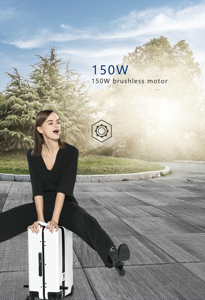 Ride-On and Self-Follow Smart Luggage with Obstacle Avoidance Multi-function electric Riding Trolley Intelligent Carry on Robot