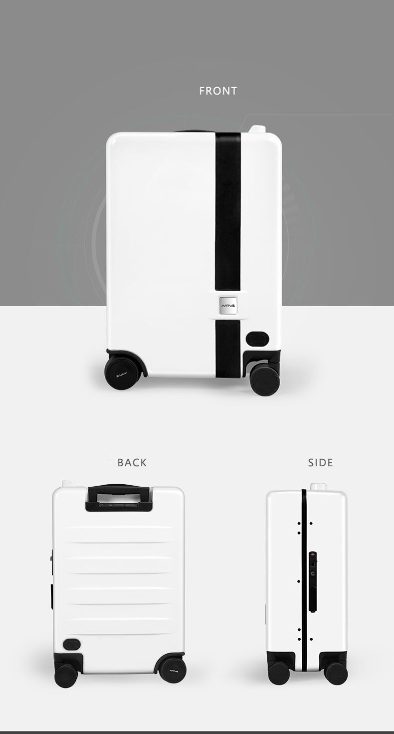 Ride-On and Self-Follow Smart Luggage with Obstacle Avoidance Multi-function electric Riding Trolley Intelligent Carry on Robot