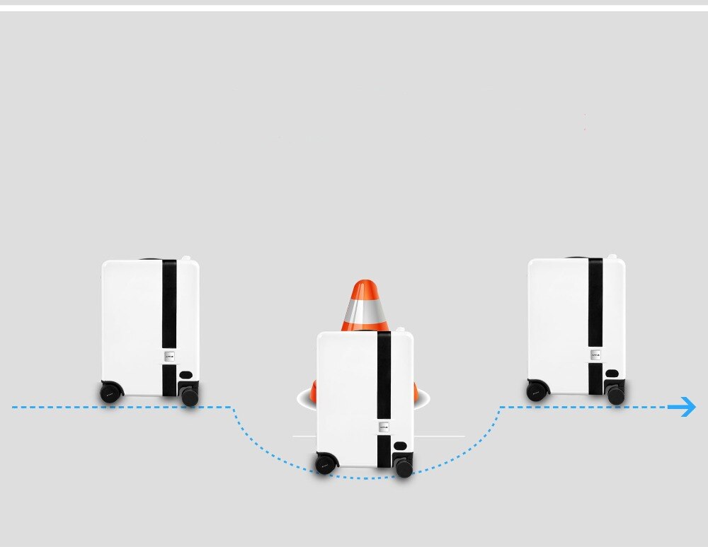 Ride-On and Self-Follow Smart Luggage with Obstacle Avoidance Multi-function electric Riding Trolley Intelligent Carry on Robot