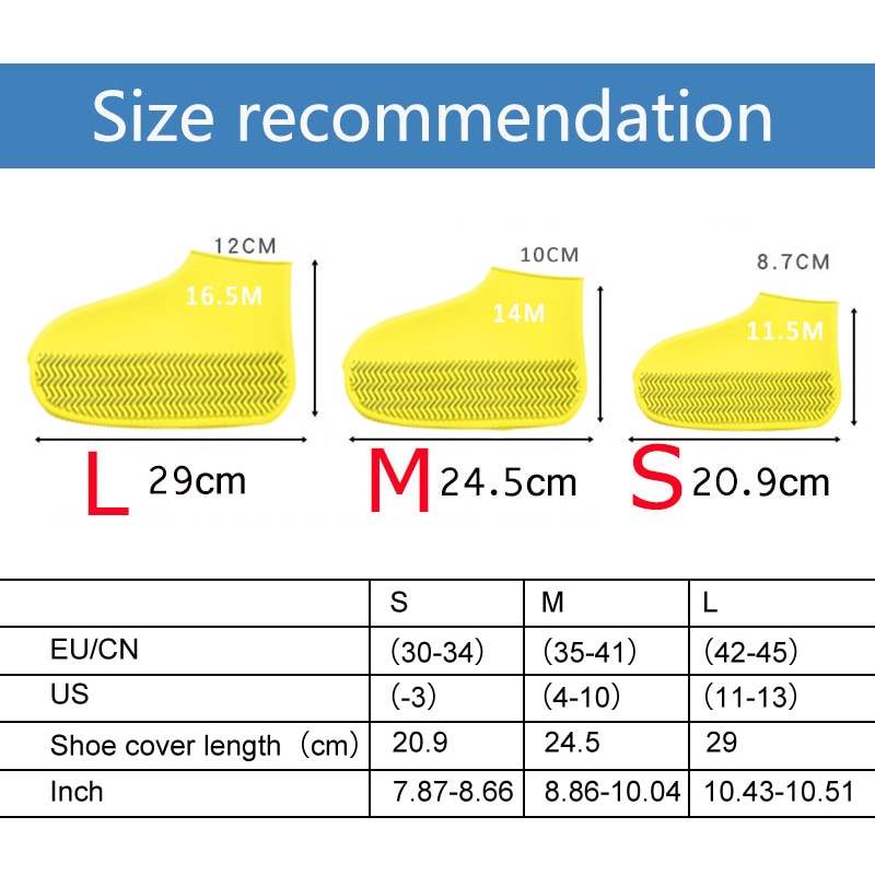 Reusable Waterproof Rainproof Shoes Covers Silicone Washable Wear-Resistant Shoes Covers Rain Boots For Adult Kids