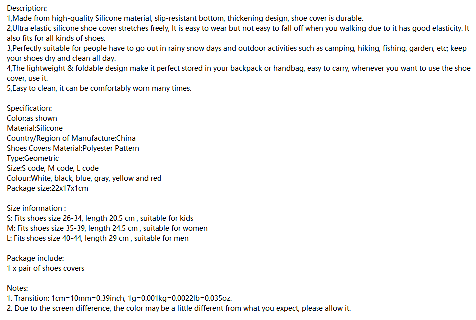 Reusable Waterproof Rainproof Shoes Covers Silicone Washable Wear-Resistant Shoes Covers Rain Boots For Adult Kids