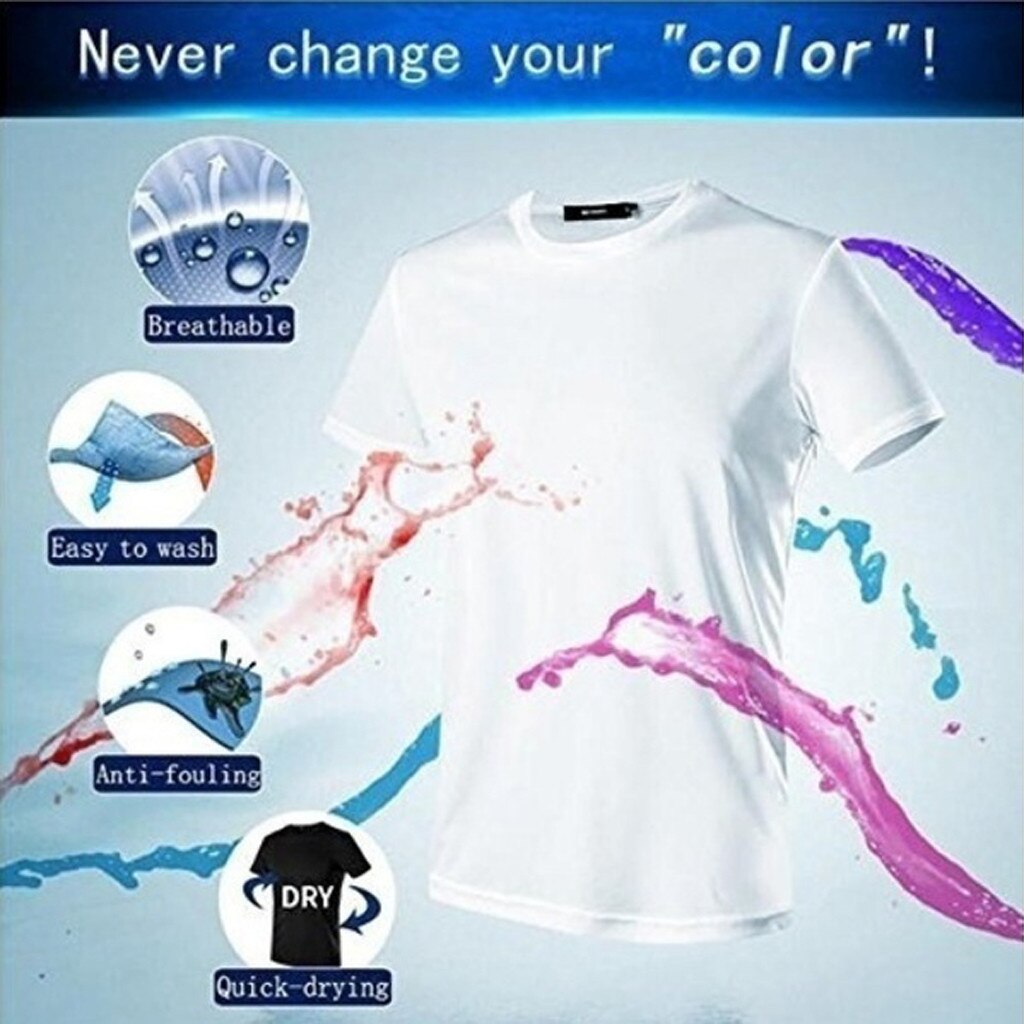 Men Waterproof Breathable Anti-Fouling T-Shirt Plus Size Short Sleeve Cycling Hydrophobic Novelty Oversized Loose Tops #M