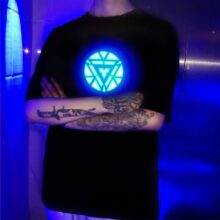 Iron Man LED Electro Sound Activated Music T-Shirt Luminescent EL Light Up Acoustic Control for Party Concert Cosplay Show Iron Man LED Electro Sound Activated Music T-Shirt Luminescent EL Light Up Acoustic Control for Party Concert Cosplay Show