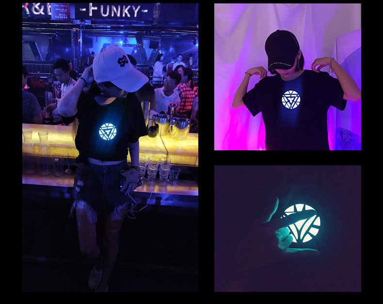 Iron Man LED Electro Sound Activated Music T-Shirt Luminescent EL Light Up Acoustic Control for Party Concert Cosplay Show Iron Man LED Electro Sound Activated Music T-Shirt Luminescent EL Light Up Acoustic Control for Party Concert Cosplay Show