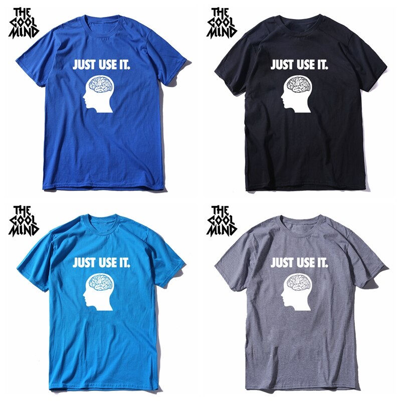 COOLMIND 100% cotton short sleeve men T shirt casual just use it funny o-neck tshirt loose men T-shirt tops tee shirts