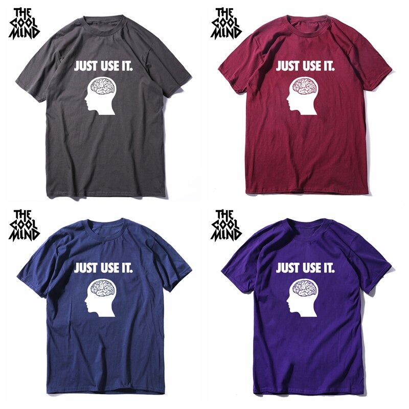 COOLMIND 100% cotton short sleeve men T shirt casual just use it funny o-neck tshirt loose men T-shirt tops tee shirts